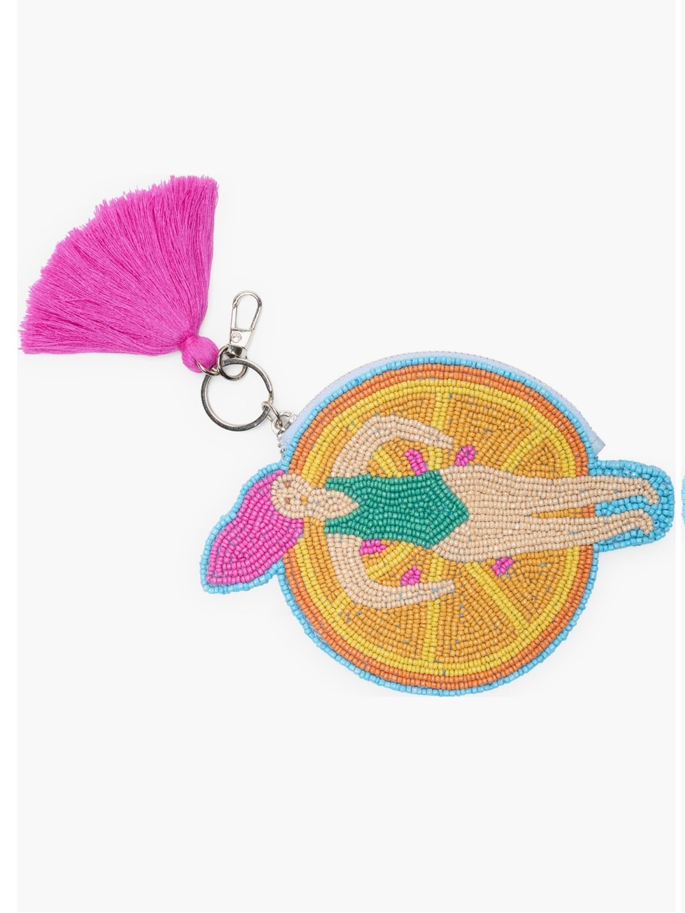 Beaded Bathing Beauty Coin Purse/Bag Charm with Pink Tassel